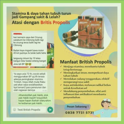 Distributor British Propolis : Suplemen Alami Untuk Kesehatan Terdekat Di Kabupaten Wonogiri | Gratis Ongkir - 083877315731